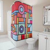 Rideaux De Douche Des éléments géométriques tendance memphis design. (En situation)