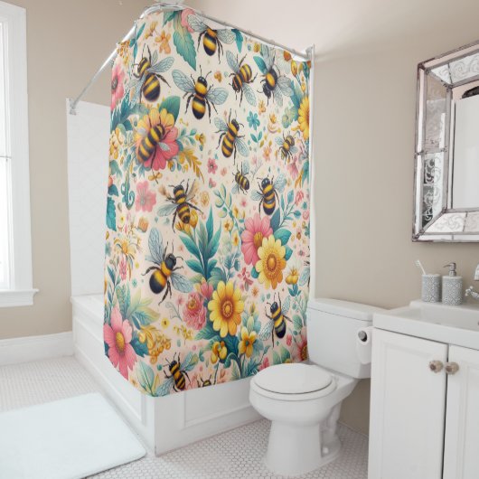 Rideaux De Douche Des fleurs effervescentes (En situation)