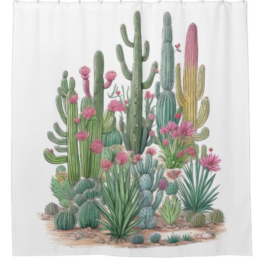 Rideaux De Douche Désert de Cactus (Devant)