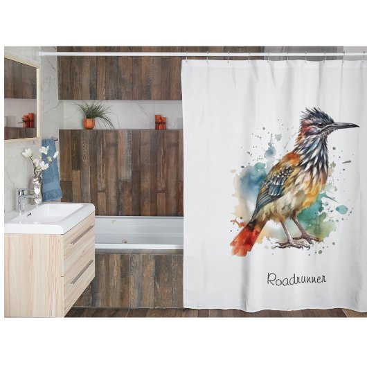 Rideaux De Douche Desert Spirit, Roadrunner en Aquarelle personnalis