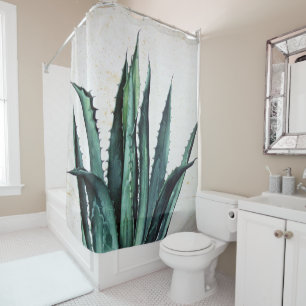 Rideaux De Douche Désert succulent vintage de cactus d'aloès d'aga