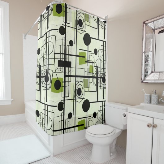 Rideaux De Douche Design abstrait moderne, lignes dynamiques Lancer (En situation)