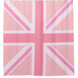 Rideaux De Douche Design Carré Union Jack rose/Drapeau