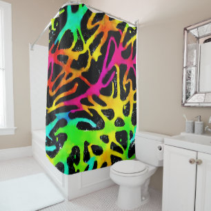 Rideaux De Douche Design coloré de peinture à rayures de néon