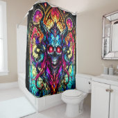 Rideaux De Douche Design crâne en verre tendu (En situation)