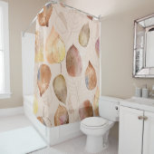 Rideaux De Douche Design d'automne de feuille d'aquarelle graphique (En situation)