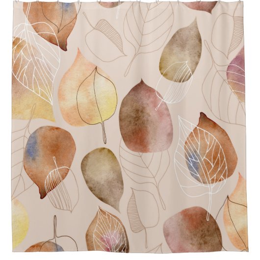Rideaux De Douche Design d'automne de feuille d'aquarelle graphique (Devant)