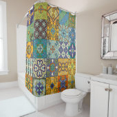 Rideaux De Douche Design de carreaux Talavera portugais (En situation)