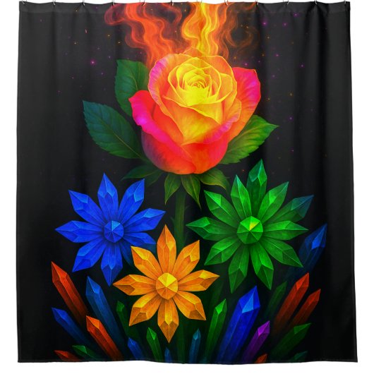 Rideaux De Douche Design de fleurs d'art (Devant)