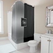 Rideaux De Douche Design élégant noir & gris géométrique Design Douc (En situation)
