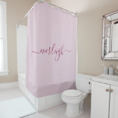 Rideaux De Douche Design élégant Raspberry Script Nom Blush Pink (En situation)
