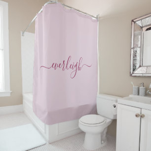 Rideaux De Douche Design élégant Raspberry Script Nom Blush Pink