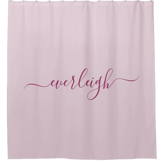 Rideaux De Douche Design élégant Raspberry Script Nom Blush Pink (Devant)