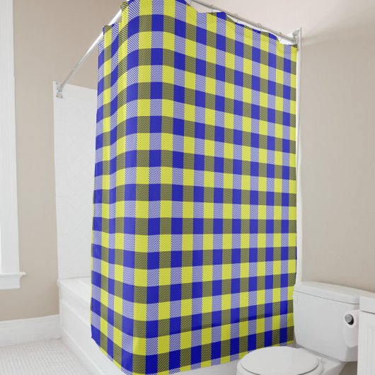 Rideaux De Douche Design En vichy jaune bleu