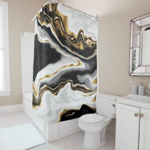 Rideaux De Douche Design esthétique de peinture à l'or liquide mod