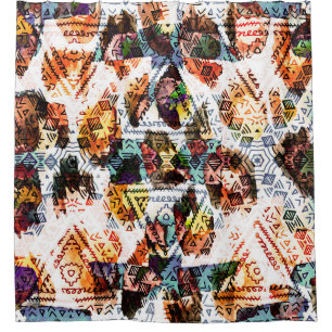 Rideaux De Douche Design ethnique. Motif transparent à aquarelle str
