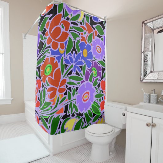 Rideaux De Douche Design floral n° 5 (En situation)
