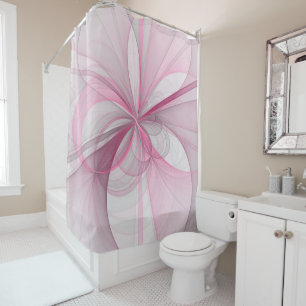 Rideaux De Douche Design fractal abstrait moderne rose gris