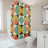 Rideaux De Douche Design Géométrique Moderne du Milieu du Siècle (En situation)