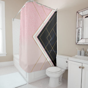Rideaux De Douche Design géométrique moderne Grilles d'or rose