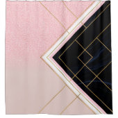 Rideaux De Douche Design géométrique moderne Grilles d'or rose (Devant)