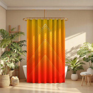 Rideaux De Douche Design géométrique moderne orange et jaune ombré