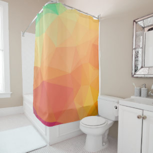 Rideaux De Douche Design géométrique moderne Orange et rose
