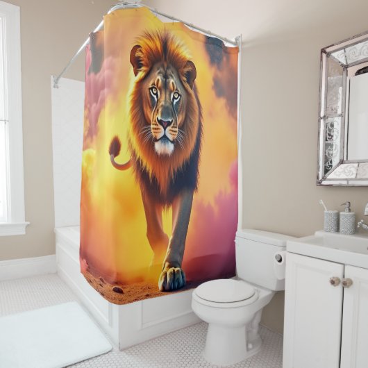 Rideaux De Douche Design Lion (En situation)