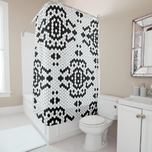 Rideaux De Douche Design moderne de carreaux noir et blanc