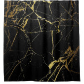 Rideaux De Douche Design moderne élégant en or et en marbre noir (Devant)