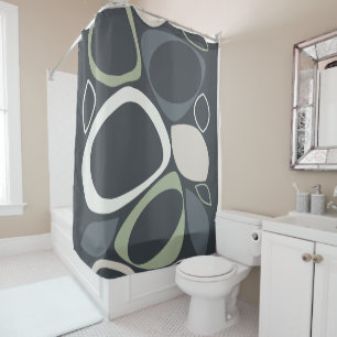 Rideaux De Douche Design moderne Gris Sage Vert Motif Abstrait