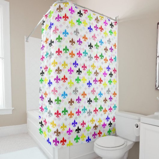 Rideaux De Douche Design Motif couleur blanc Fleur de lis