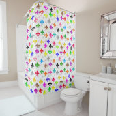 Rideaux De Douche Design Motif couleur blanc Fleur de lis (En situation)
