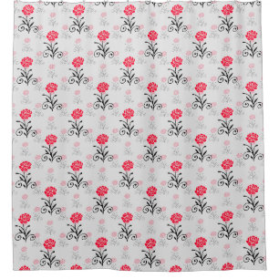 Rideaux De Douche Design Motif de l'étalage de fleurs de rose rouge