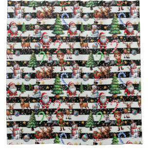 Rideaux De Douche Design Motif décoratif des rayures de Noël