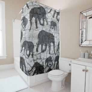 Rideaux De Douche Design Motif en béton éléphant