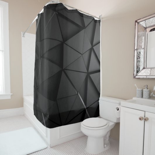 Rideaux De Douche Design noir gris  (En situation)