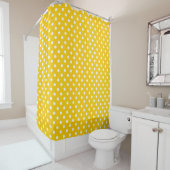 Rideaux De Douche Design Pois blanc jaune (En situation)