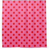 Rideaux De Douche Design Pois rouge sur rose (Devant)