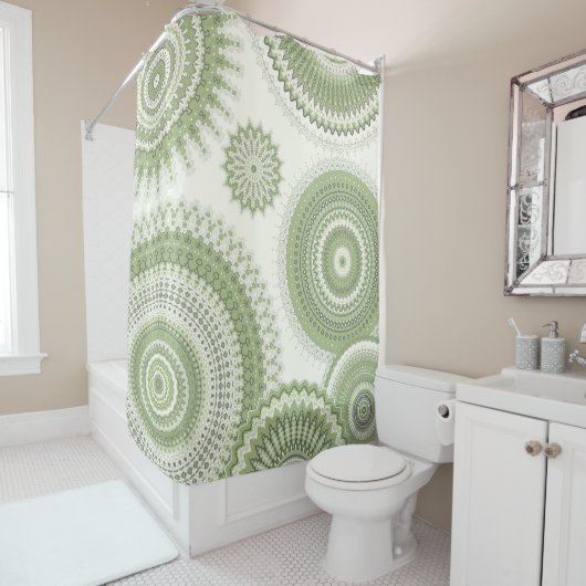 Rideaux De Douche Design vert clair Multi Mandala (En situation)