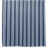 Rideaux De Douche Design vertical Chevron bleu foncé et blanc (Devant)