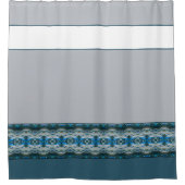 Rideaux De Douche Designer Motif accentué avec bleu blanc et gris (Devant)