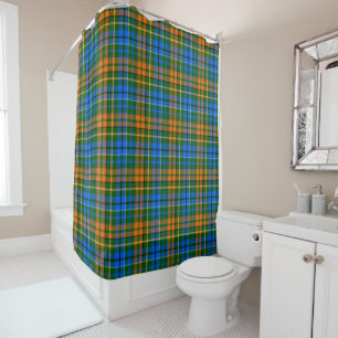 Rideaux De Douche Dessin à carreaux tartan vert orange bleu