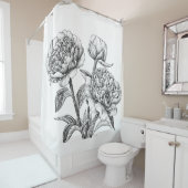 Rideaux De Douche Dessin à encre de rose (En situation)