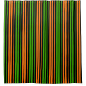 Rideaux De Douche Dessin à rayures verticales orange vert noir   (Devant)