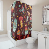 Rideaux De Douche Dessin Alien : Espace Vintage (En situation)