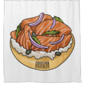 Rideaux De Douche dessin animé de bagel saumon (Devant)