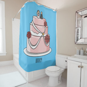Rideaux De Douche dessin animé de gâteau mariage