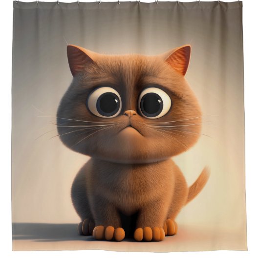 Rideaux De Douche dessin animé illustration d'un chat mignon (Devant)