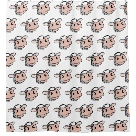 Rideaux De Douche dessin animé vache noir blanc rose baiser gris ani (Devant)